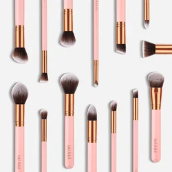 Pink Professional Makeup Brush Natural Goat Wooden Handle Hair Brushes Foundation Powder Contour Eye Shadow Face Make Up Brushes