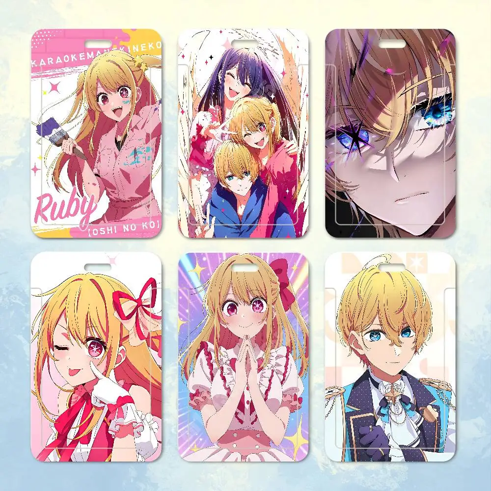 Porte-cartes en plastique Ruby Aqua Hoshino Oshi-no-Ko, porte-badge d'identification transparent pour personnel, carte d'accès au campus, étiquette nominative