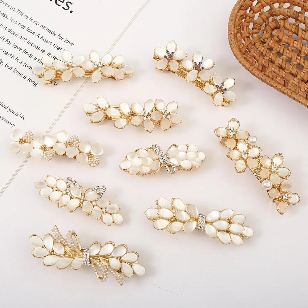 

Fashionable Elegant Cat Eye Stone Hair Clip Women Hairpins Rhinestone Bow Crystal Top Clip Sweet Style Barrette Hair Accessories