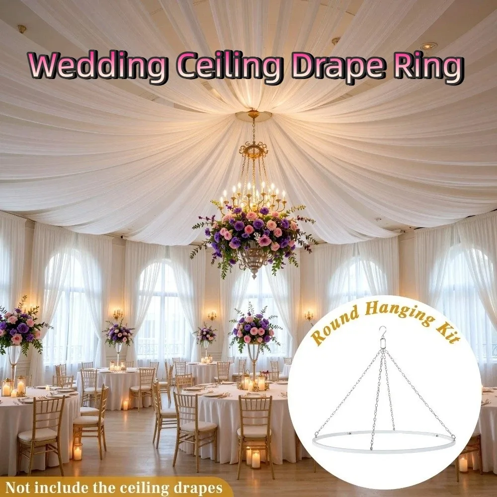 Metal Ceiling Drapes Hanging Hoop Kit Anti-Rust DIY Curtains Hanging Ring Bracket Detachable Chain Iron Art