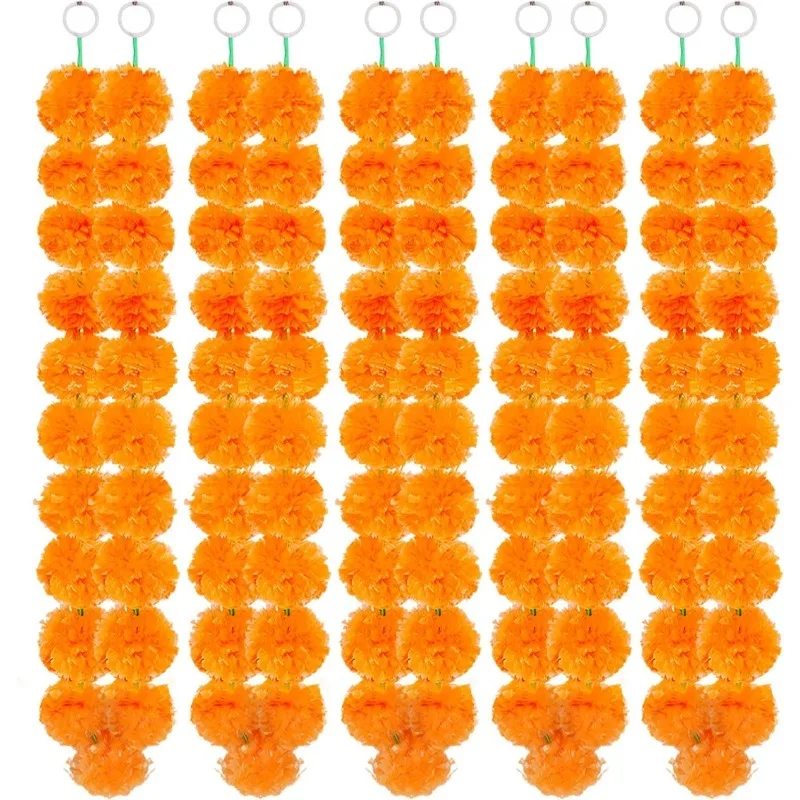 150CM Künstlicher Ringelblumen-Kranz Heim-Raumdekoration Esstisch-Party Künstliche Blumendekoration Hochzeitsdekoration Diwali-Accessoire – Detail 1