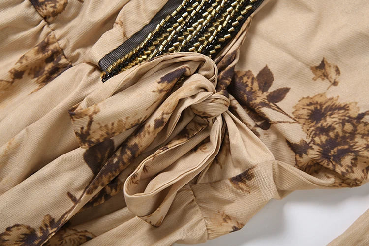 Sisterlinda Hottie-Kleid für Damen, Herbsttrend, Pailletten, Patchwork, Blumendruck, tiefer Ausschnitt, Fledermausärmel, gerüscht, elegant, figurbetont – Detail 7