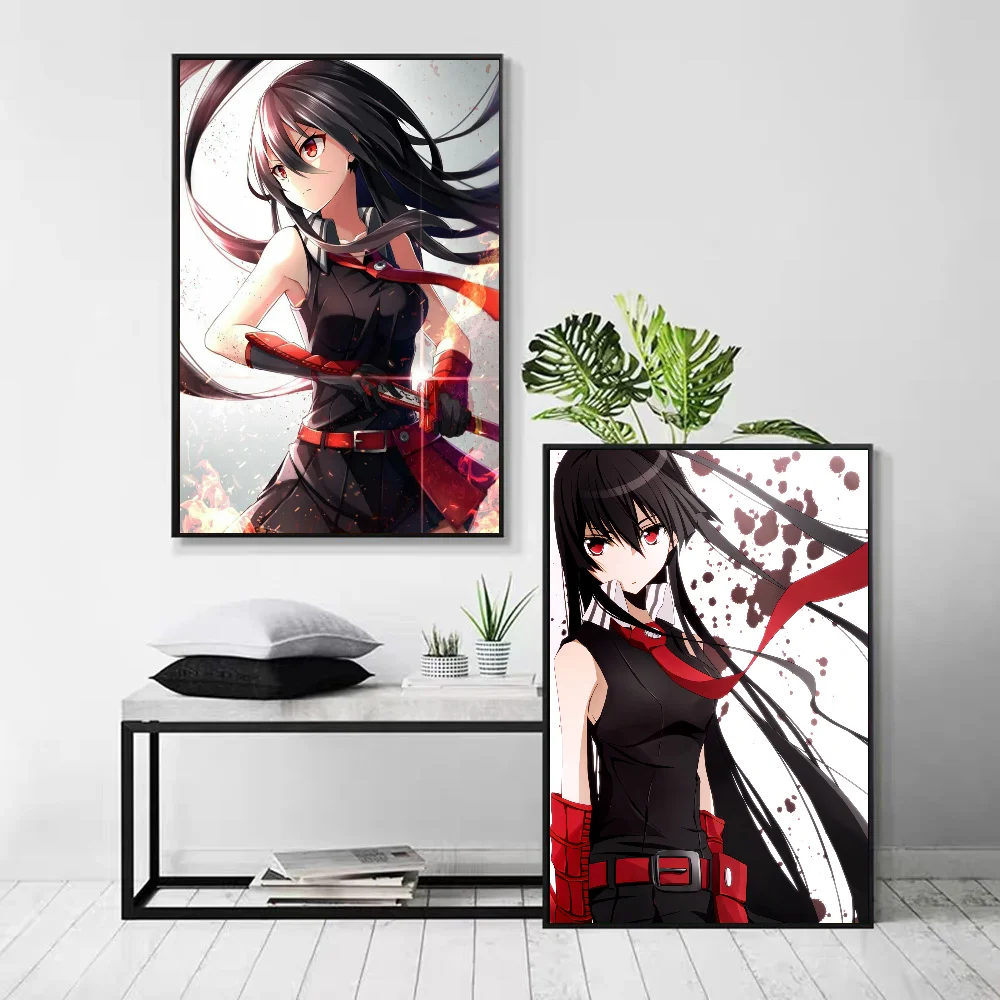 1pc Japanese Classic Anime Akame Ga KILL Poster Self-adhesive Art Waterproof Paper Sticker Coffee House Bar Room Wall Decor