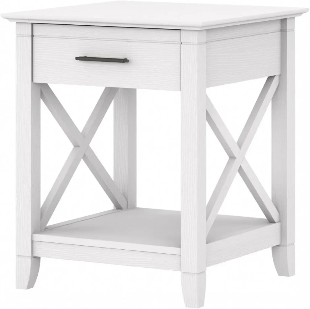 

Bush Furniture Key West End Table with Storage in Pure White Oak