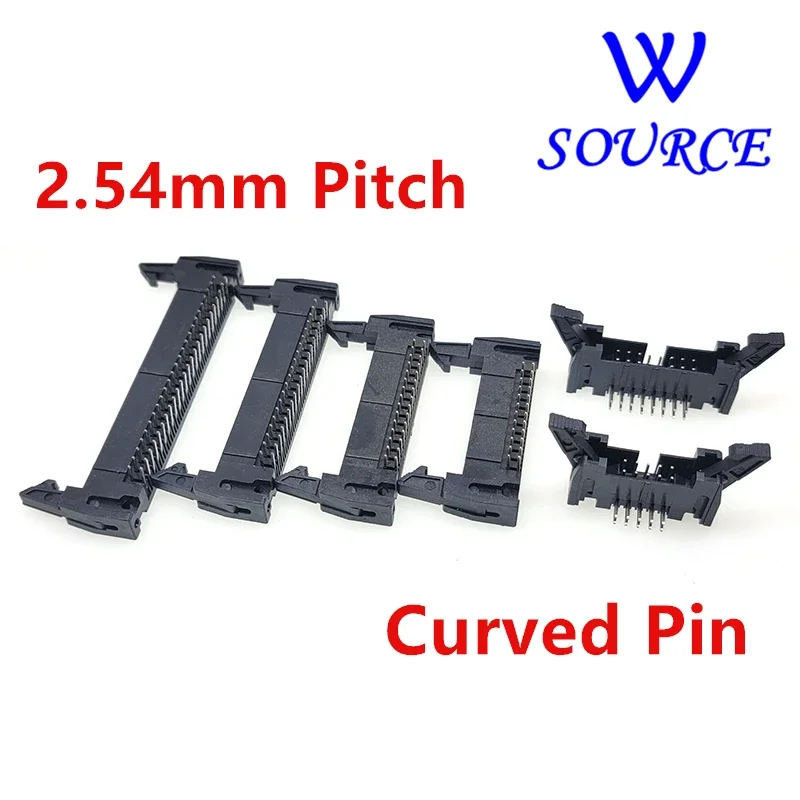 10 قطعة IDC موصل مقبس DC2 الملعب 2.54 مللي متر مستقيم/منحني دبوس 6/10/14/16/20/24/26/30/34/40/50/60/64 دبوس أنثى لكابل FC #4