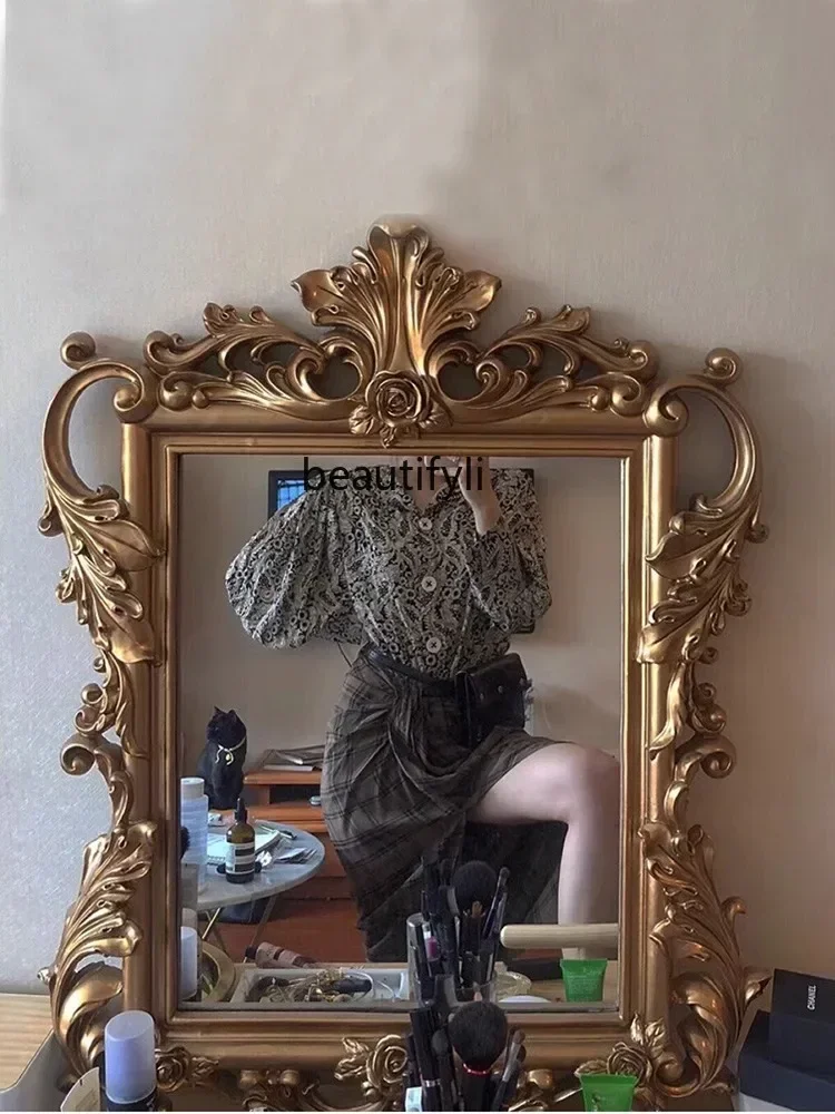 

YH European retro makeup bathroom mirror porch wall mirror princess style photography shooting decorative selfie mirror