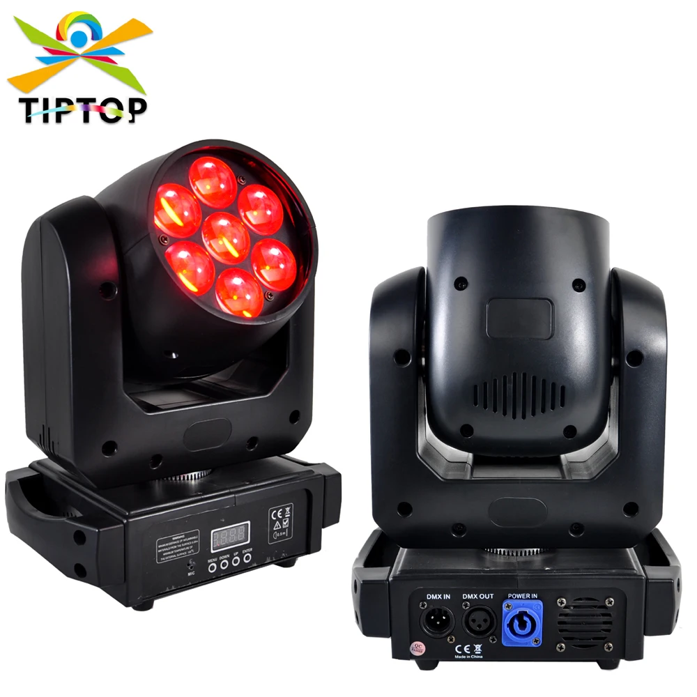 

TIPTOP 7x15W RGBW 4IN1 Mini Led Moving Head Zoom Light 14/16 Channels Liner Dimmer High Speed Strobe Spot Wash Disco Lighting