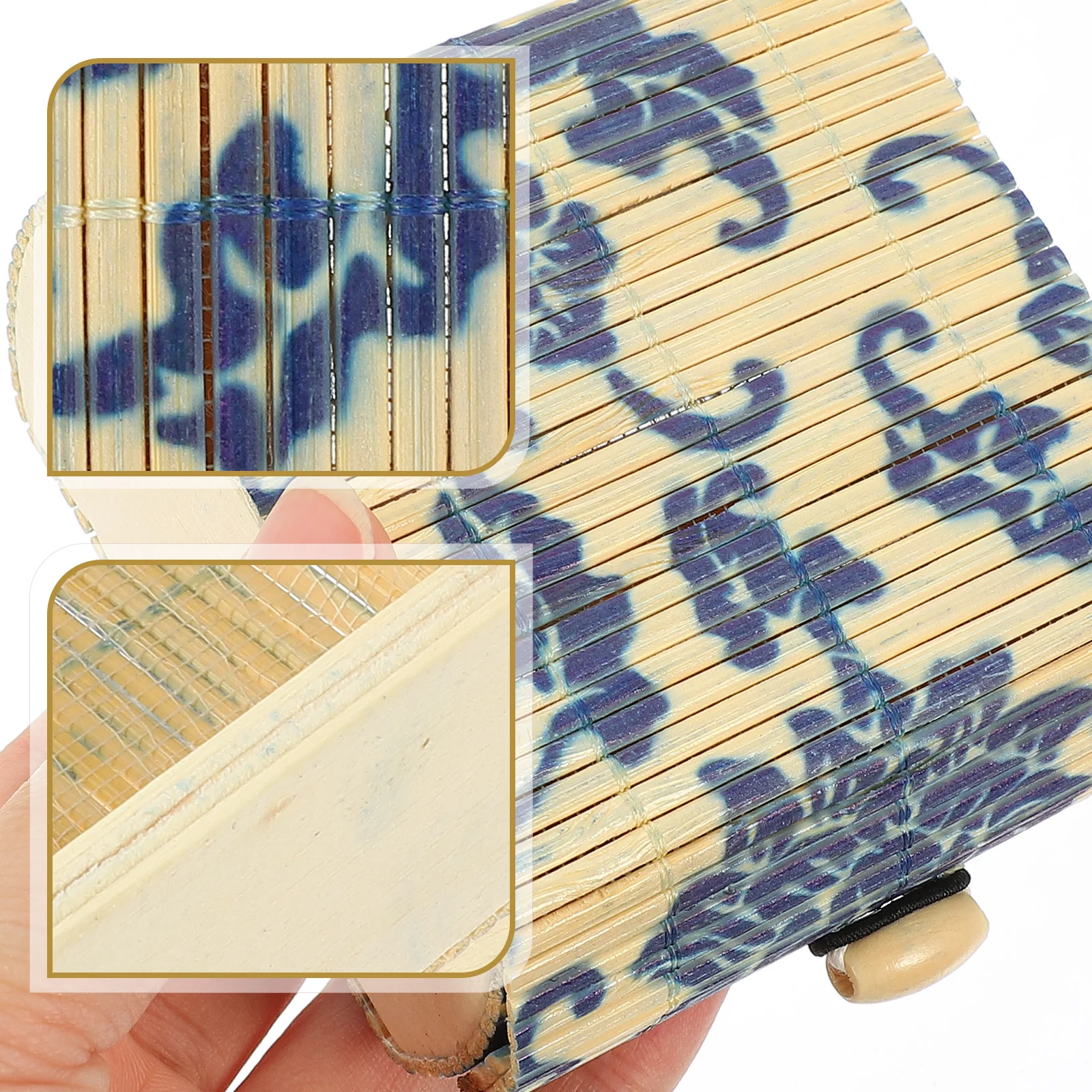 

6Pcs Bamboo Treasure Chest Miniature Sundries Organizer Jewelry Container Small Decorative Box Vintage Style Wooden Buttons