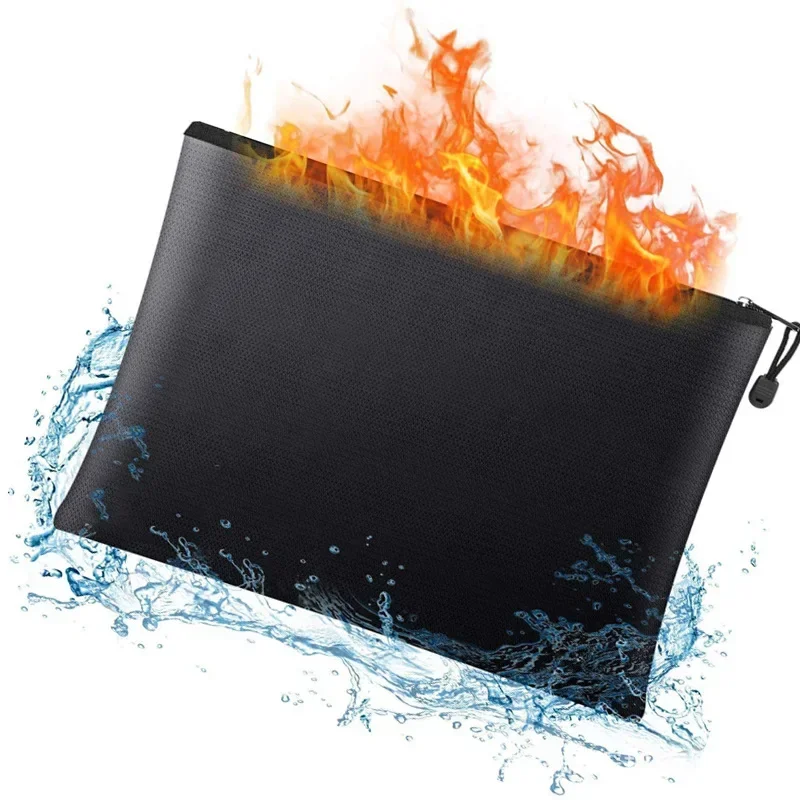 Fireproof Waterproof Document Envelope File Folder Cash Pouch Portable Fireproof Money Bag Safe Bag for Home Office S/M/L