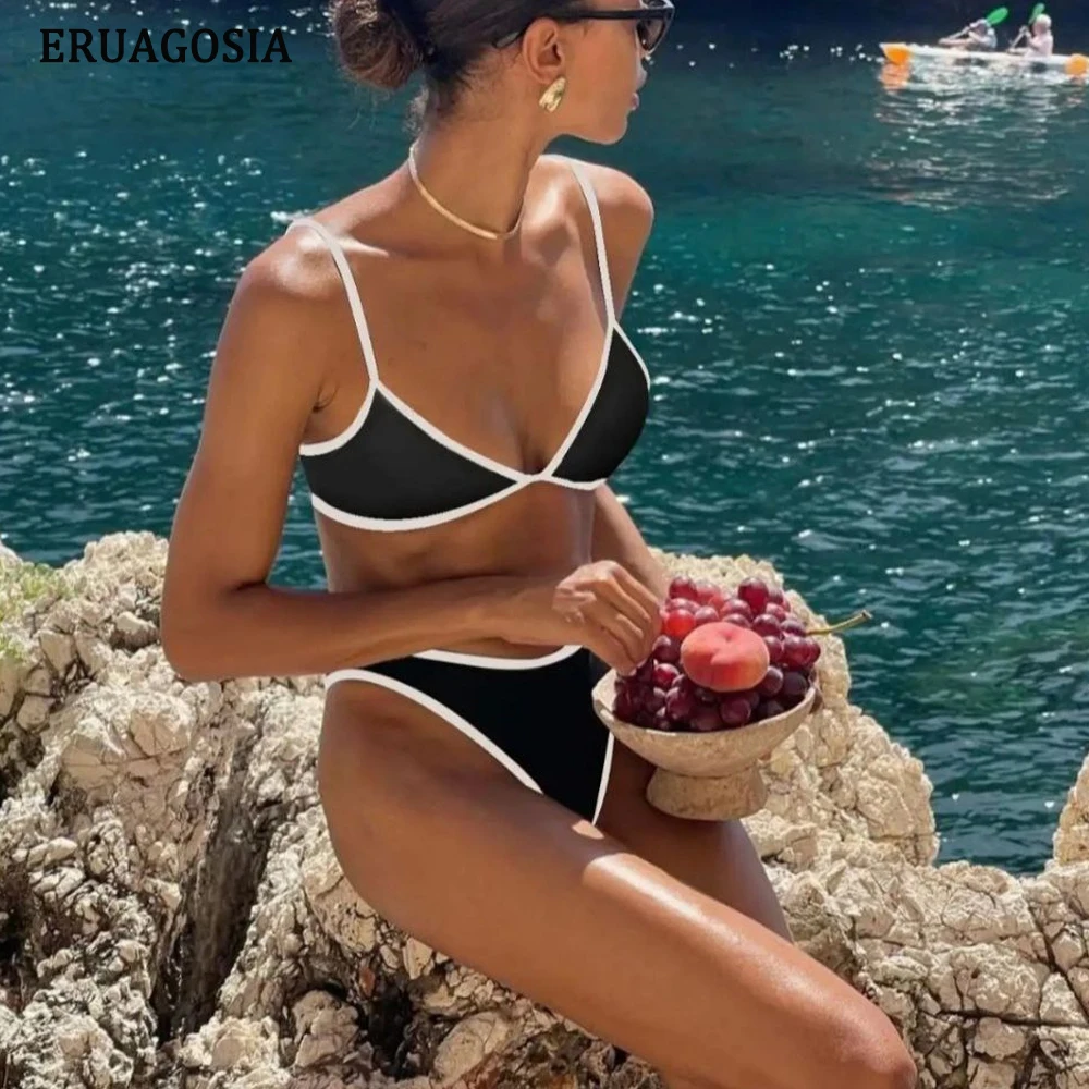 Sexy Bikini 2024 Swimsuit Women Swimwear Beachwear Female Bathing Suit Patchwork Basic Bikini set 2 piece Push-up Swim Suits