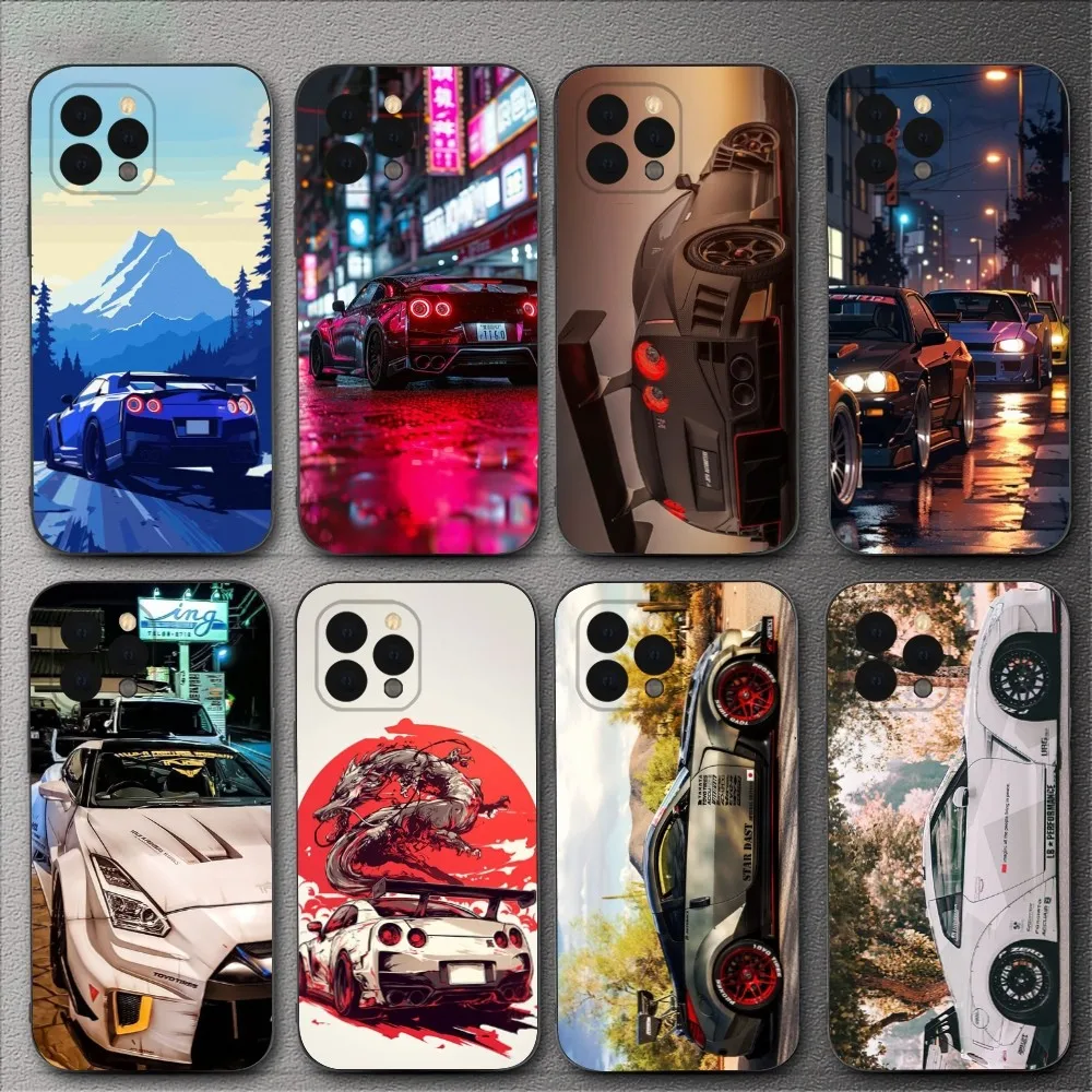 Cool G-GT-R-Sport Car Phone Case For iPhone 15,14,13,12,11,XS,XR,X,8,7,Pro,Max,Plus,mini Silicone Black Cover