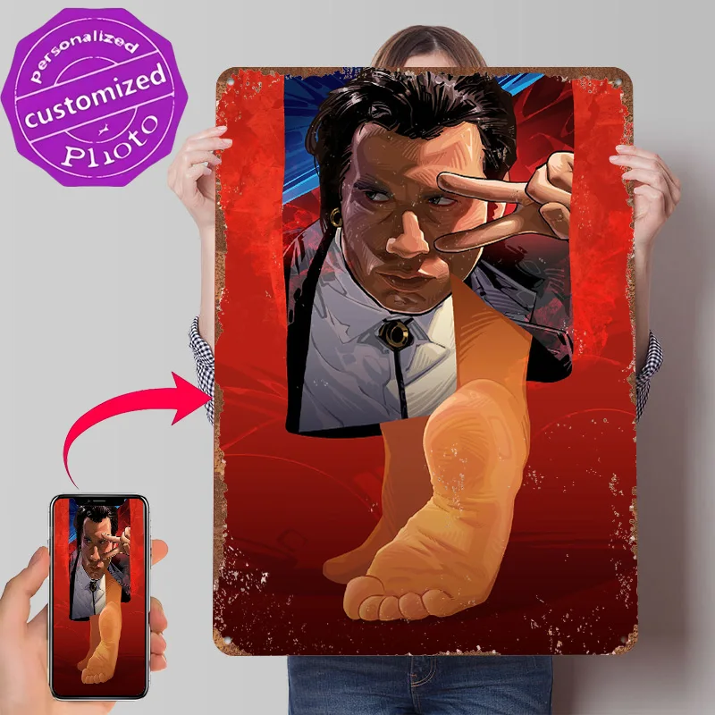 Pulp Fiction Mia Feet Printed Poster Customized Wall Art Retro Vintage Metal Tin Signs for Gaming Room Decoration Cozy Wand Deko
