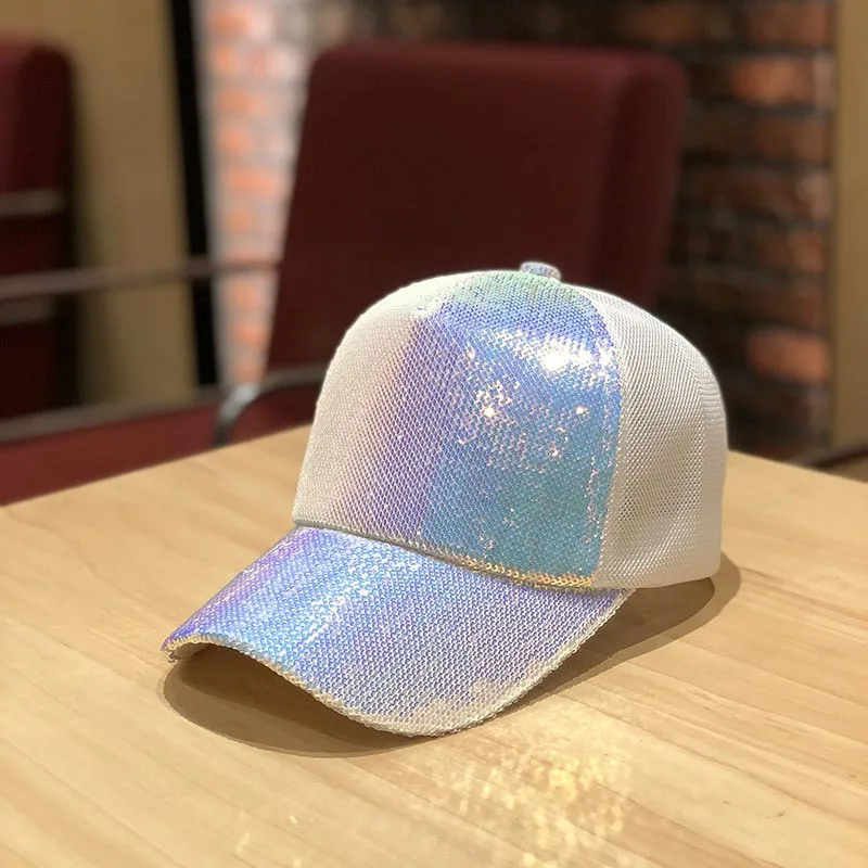 Mesh Sequin Breathable Sun Protection Hat, Fashion Korean-Style Baseball Cap
