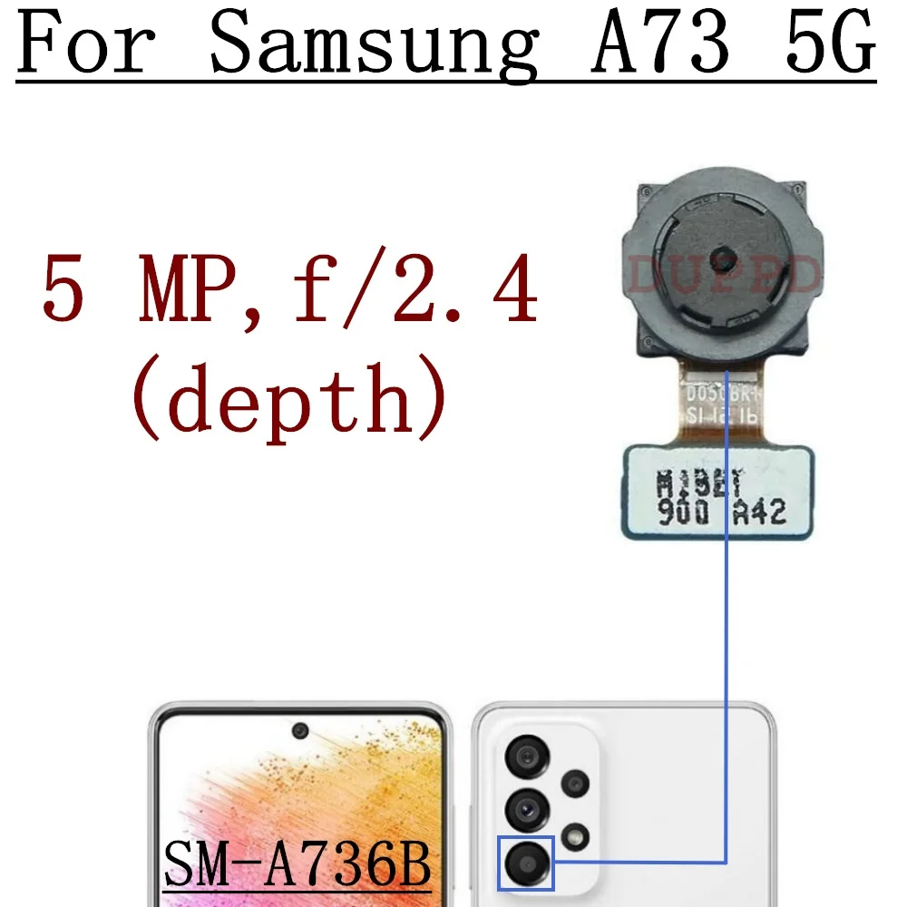 Front Rear Camera For Samsung Galaxy A73 5G SM-A736B,A736B/DS Back Wide Macro Depth Main Camera Module Flex Cable