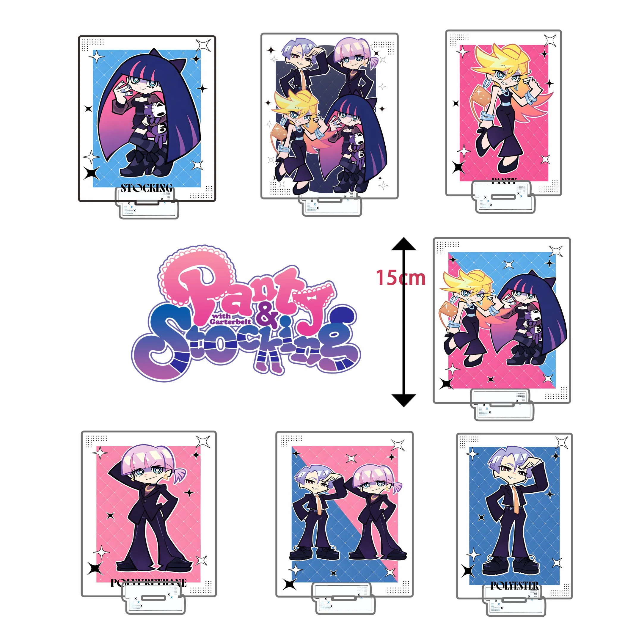 12/15CM Panty & Stocking！Stocking Anarchy High Transparency Double-Sided Printed Acrylic Stand Keychains  Cosplay Figures Gifts
