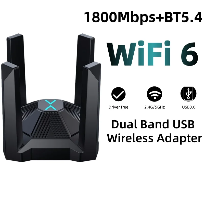 

1800 Мбит/с USB3.0 адаптер двухдиапазонный 2,4G/5 ГГц беспроводная игровая сетевая карта WiFi6 драйвер бесплатный приемник для Windows XP/7/8/8.1/10/11