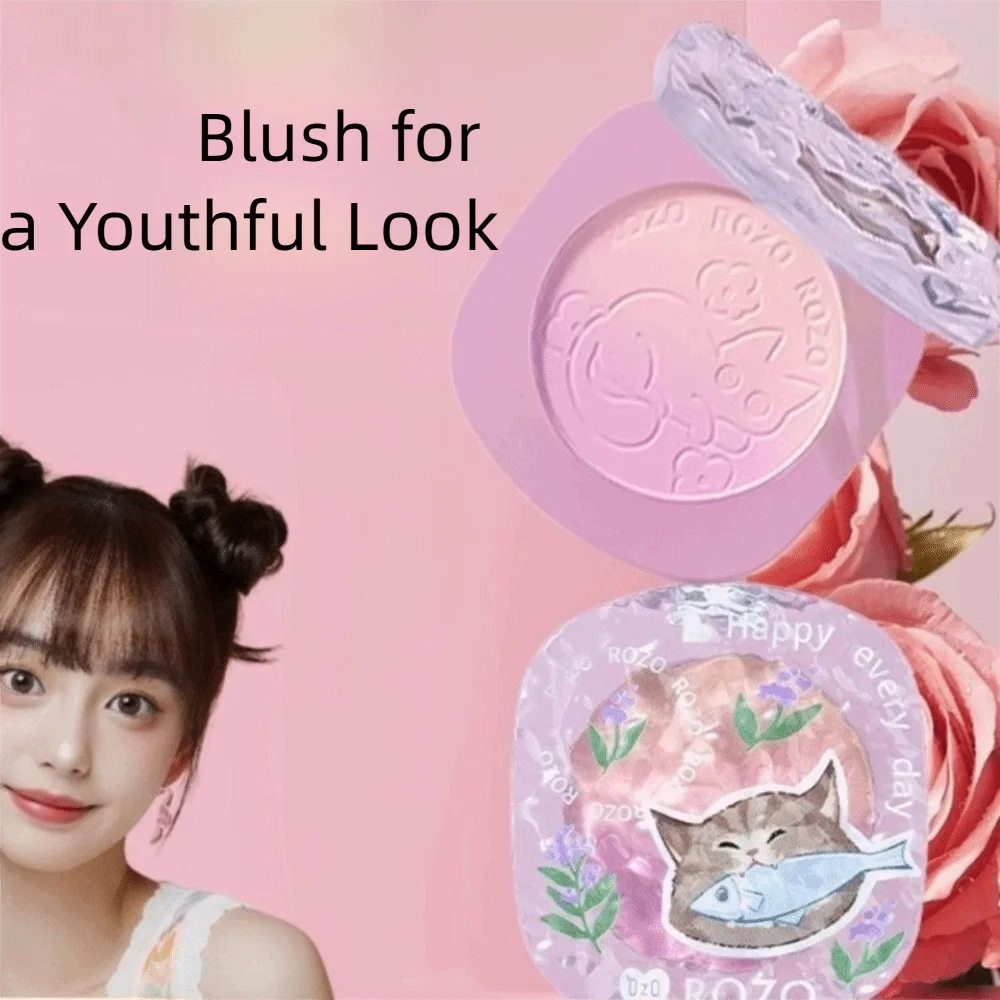 Fashion Peach Pink Gradient Color Blusher Matte Finish Waterproof Face Blush Palette Fine Flash Natural Nude Cream Blush Beauty