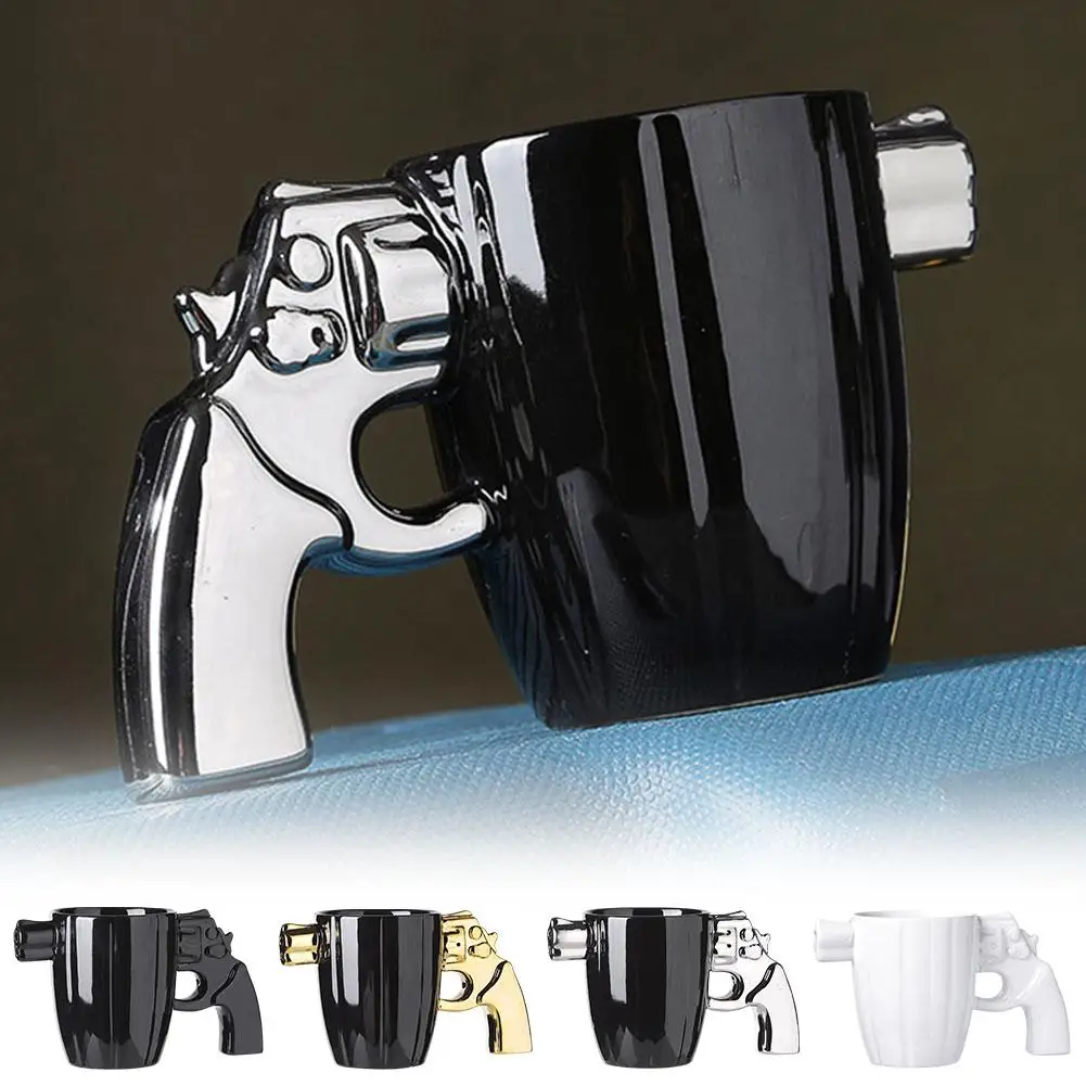 1pc Creative Revolver Mug Coffee Cup Novelty Ceramic Personalized Design Left Wheel Gun Shape Coffee Cup Gifts For Men And Q2J6