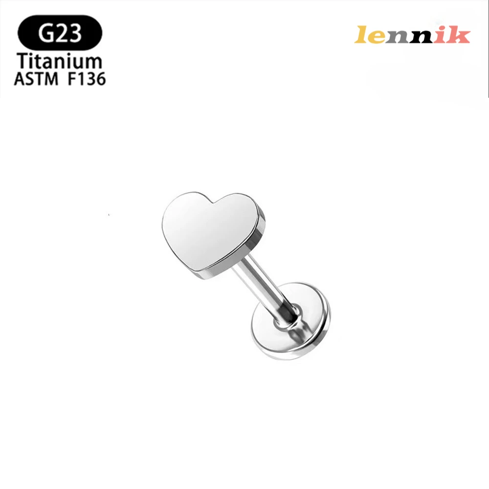 LENNIK F136 Lega di titanio Croce Cuore Fulmine Luna Pentagramma Denti interni Labbro Chiodo/orecchino G23 Gioielli per puntura in titanio