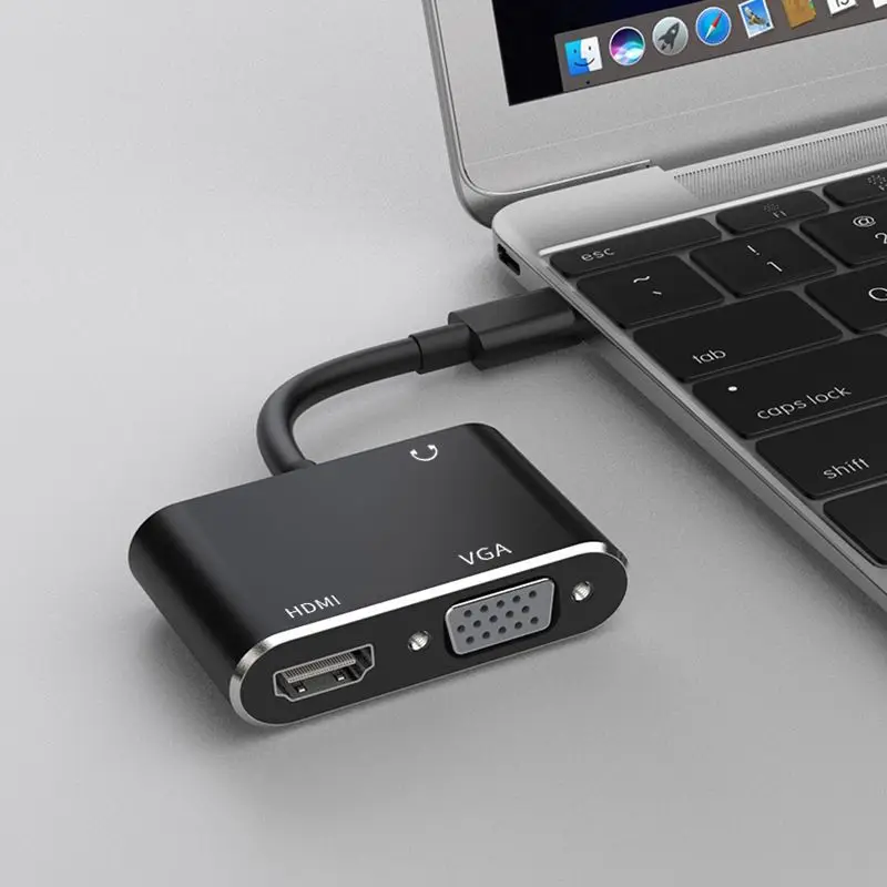 USB 3.0ถึง HDMI + VGA USB 1/2 2พอร์ตพร้อมกันเอาต์พุต Audio HD Video Converter