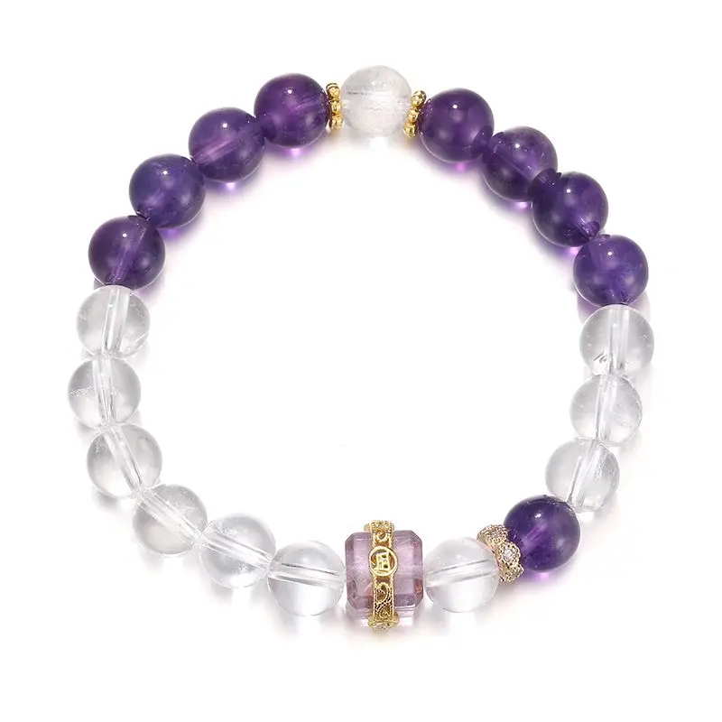 

Clect Natural Amethyst Beaded Bracelet Girls Ins Gifts