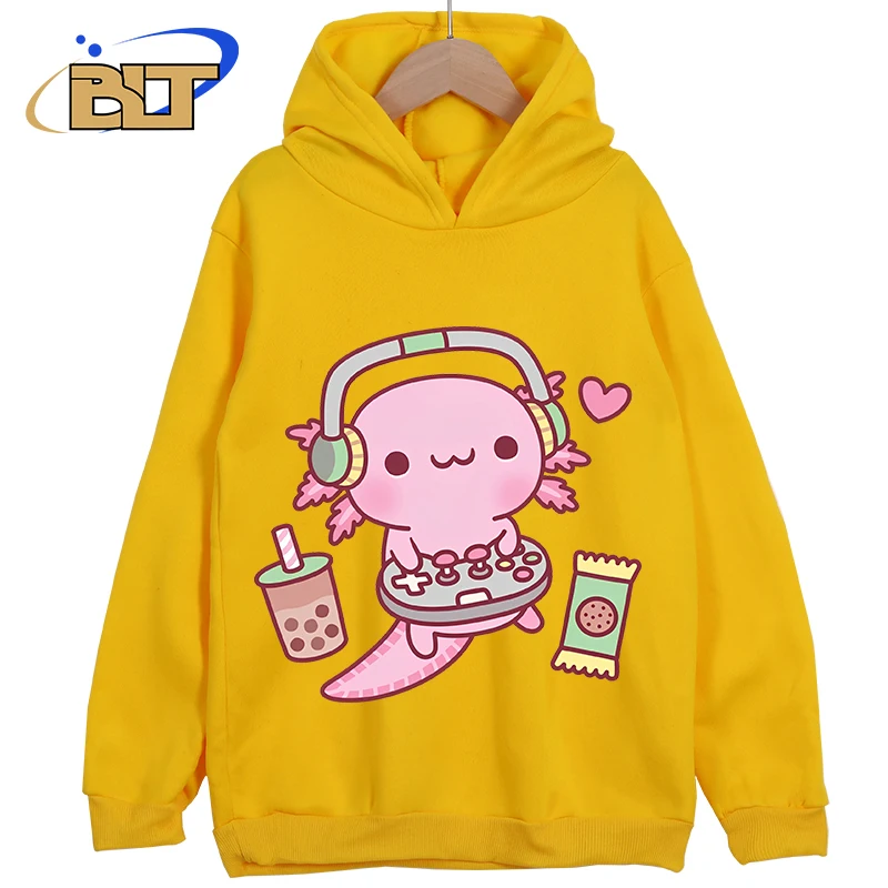 Axolotl Printed Children's Clothing Classic Sportswear Suitable for Boys and Girls Yellow Children's New Hoodie