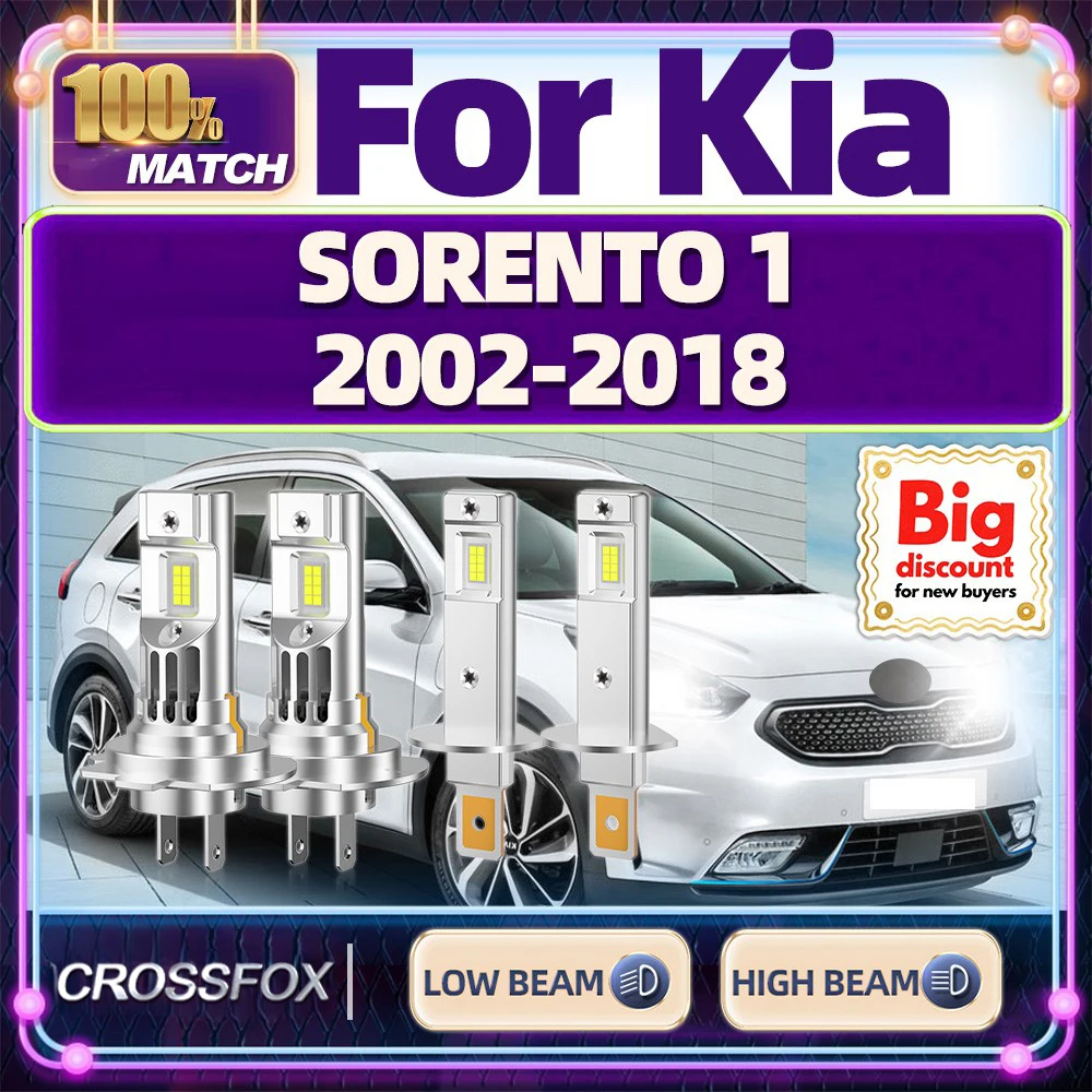 

CROSSFOX【For Kia SORENTO 1 2002-2018】High Low Beam Turbo Canbus Car LED Headlight Bulbs Ultra Bright Upgrade Headlamp Ampoules