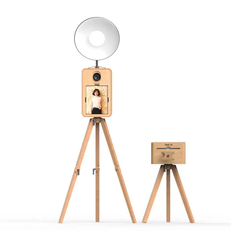 

Portable Standing Retro Surface Pro Double Sided Shell Dslr Vintage Ipad Wooden Photo Booth Machine With and Printer