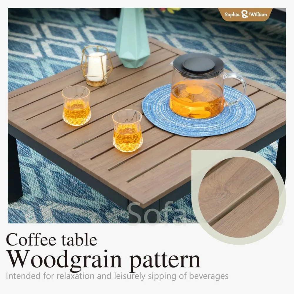 6 Pieces Outdoor Patio Furniture Set, Metal Sectional Sofa Set Patio Conversation Set