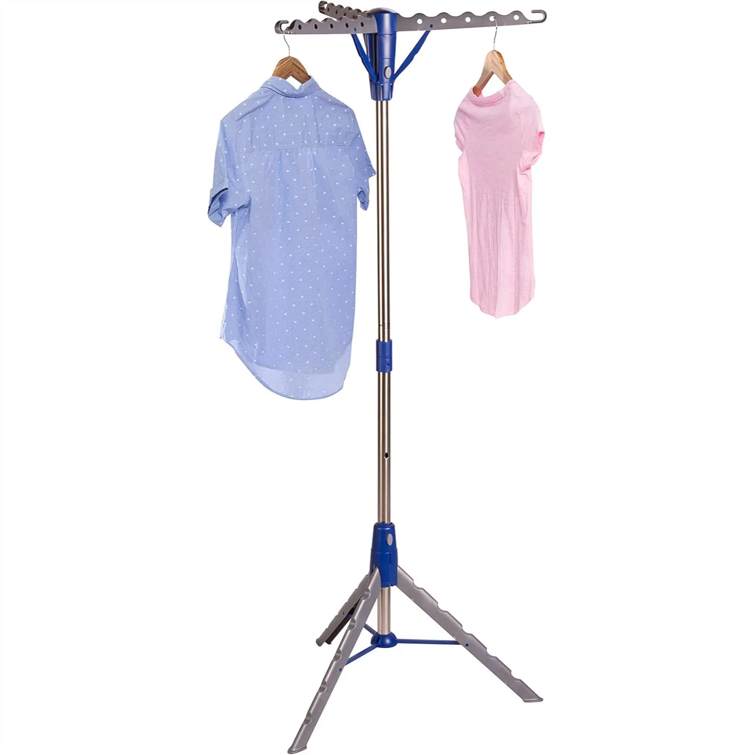 

Steel Tripod Clothes Drying Rack, 64-Inch Foldable Laundry Stand with 3 Rotatable Arms for 30 Hangers, Space-Saving Indoor