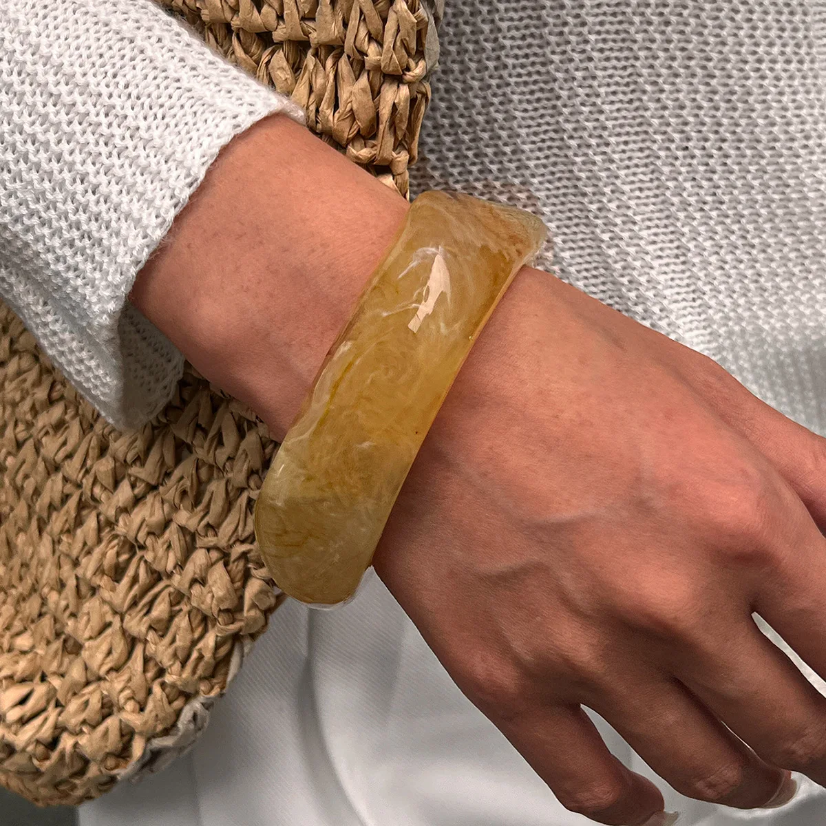 DIEZI Exaggerated Vintage Resin Acrylic Bangles Punk Hip Hop Irregular Geometric Wide Bangles For Women Men Bracelet Jewelry