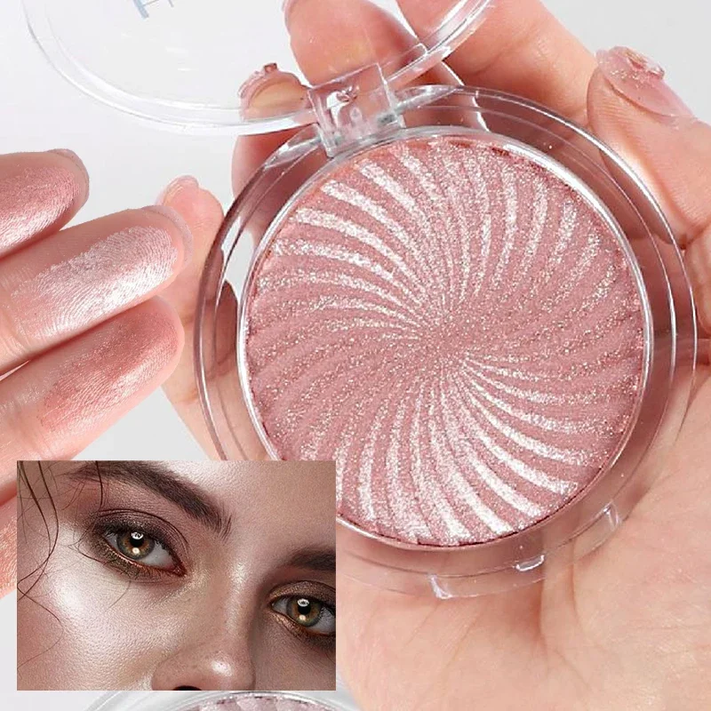 Paleta de Pó Perolado Diamante Highlighter Brilho Fino, High Gloss 3D, Contorno Facial Natural, Impermeável, Maquiagem de Longa Duração