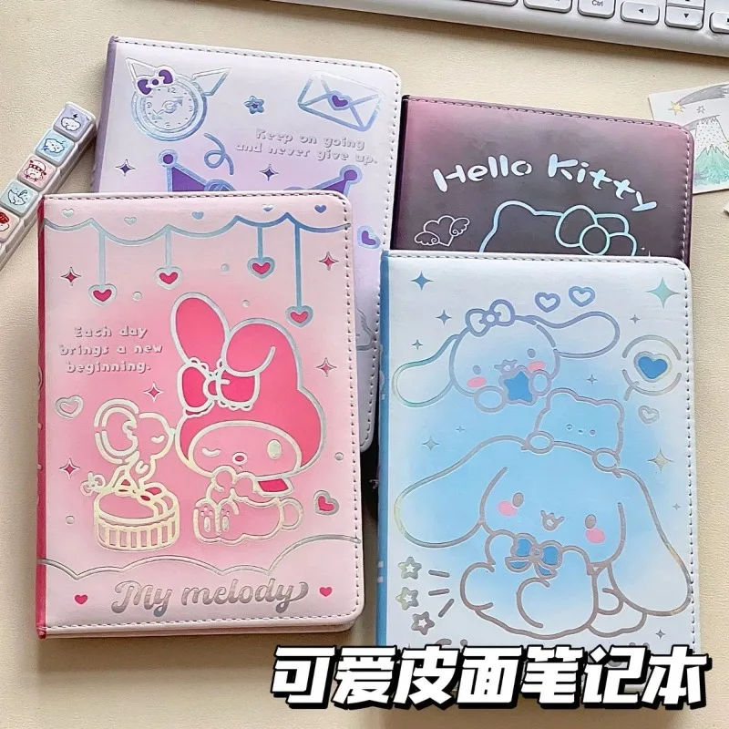 

Kawaii Sanrio Cartoon Hello Kitty Leather Notebook Soft Records Notes Colored Page Diary High-Value Cute Surprise Gift for Girls
