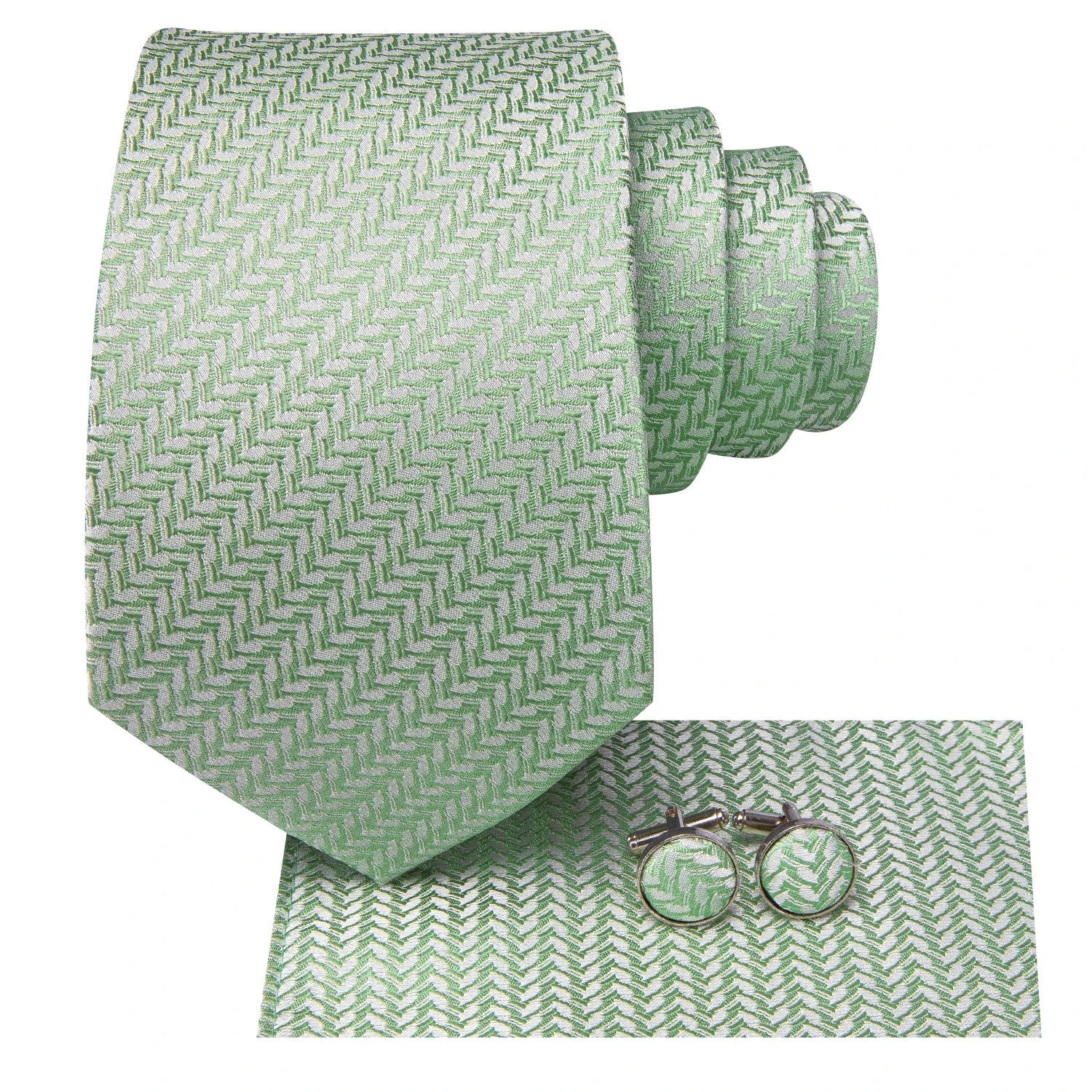 Corbata de seda a rayas para hombre, diseño verde salvia, conjunto de gemelos a mano, fiesta, negocios, moda, venta al por mayor, regalo