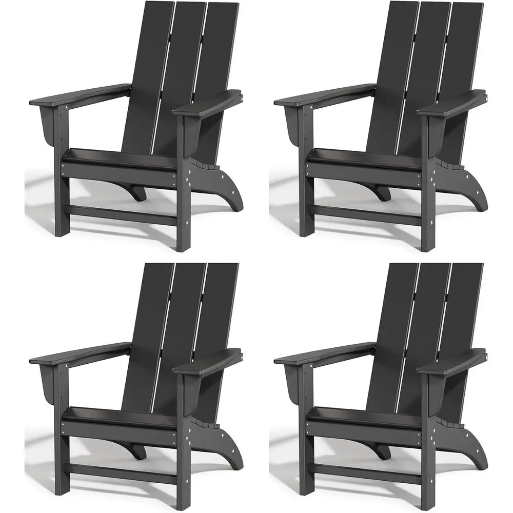 

Set of 4 Weather-Resistant Outdoor Adirondack Chairs, Durable for Patio, Poolside, Deck, or Garden, Black