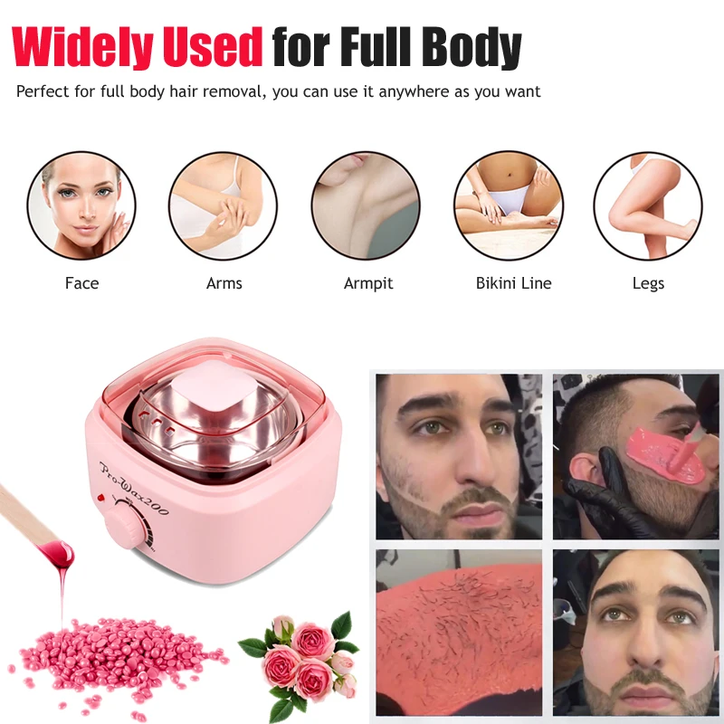 الوردي 500 مللي الشمع سخان مجموعة إزالة الشعر مع الشمع المهنية إزالة الشعر الشمع/إزالة شعر الجسم الصبح سخان الفول/200 جرام الشمع الفول