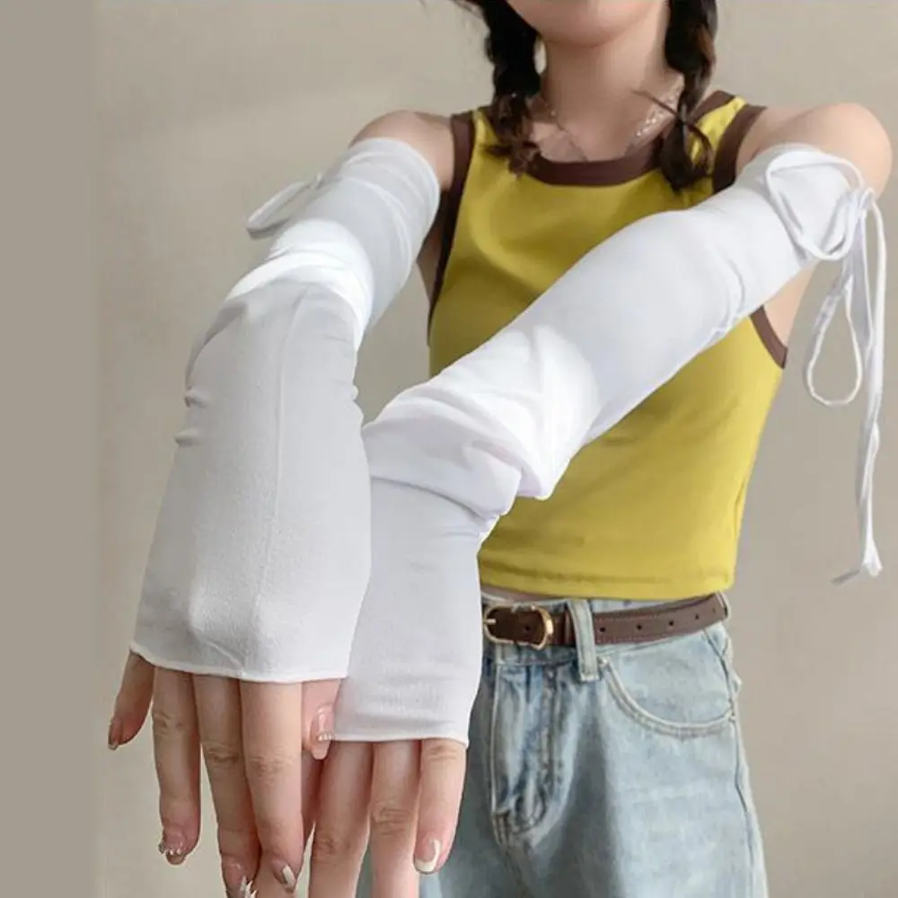 قفازات لوليتا بدون أصابع للنساء والفتيات ، عقدة فيونكة ، ذراع ربط ، دافئ ، أنيمي ، قوطي ، فاتن ، تأثيري ، إكسسوارات ملابس