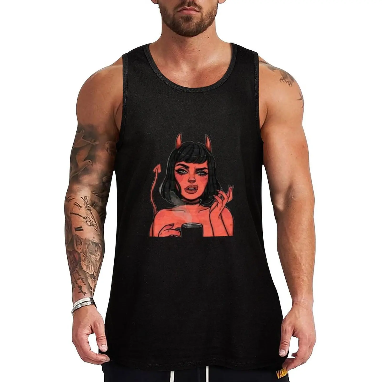 

Devil Girl Tank Top vest men bodybuilding t-shirt Men's gym man vest