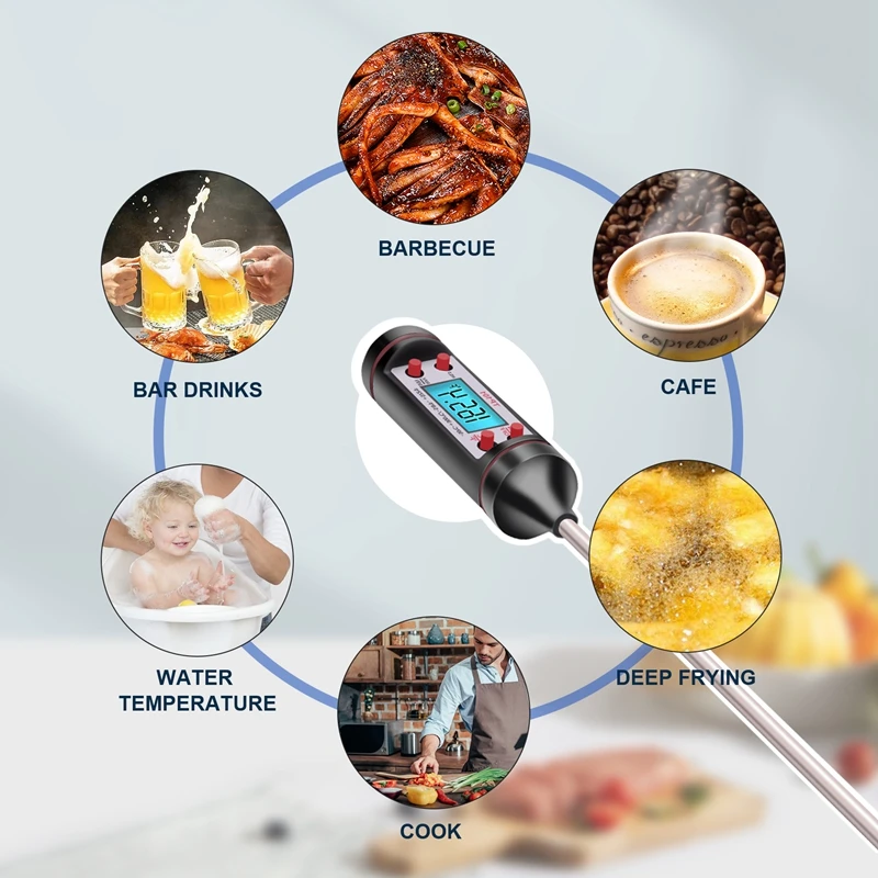 Termometer makanan, termometer memasak makanan, termometer dapur, termometer daging Digital pemeriksaan panjang