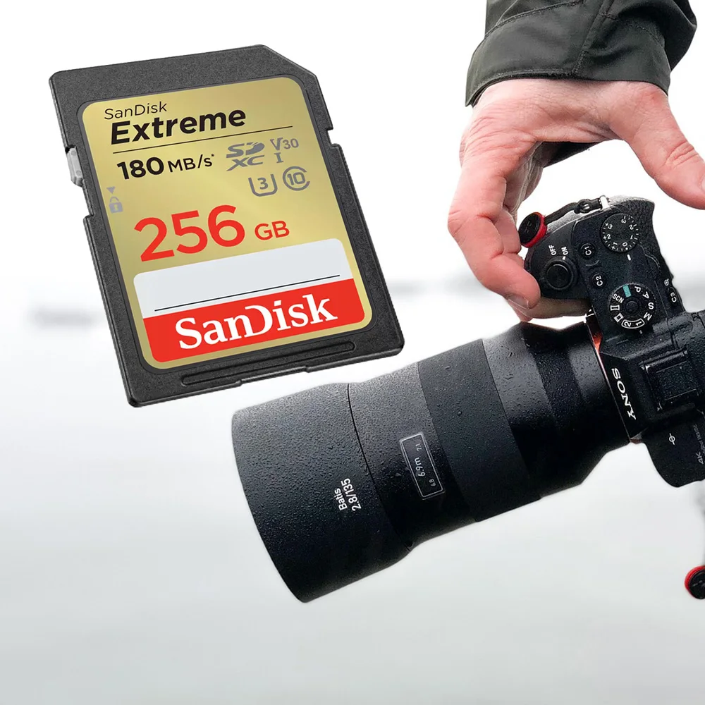 SanDisk Extreme SD UHS-I U3 V30 카드 32GB 64GB 128GB 256GB 촬영 속도 최대 180MB/s SLR 카메라/PC용 4K UHD 비디오에 적합