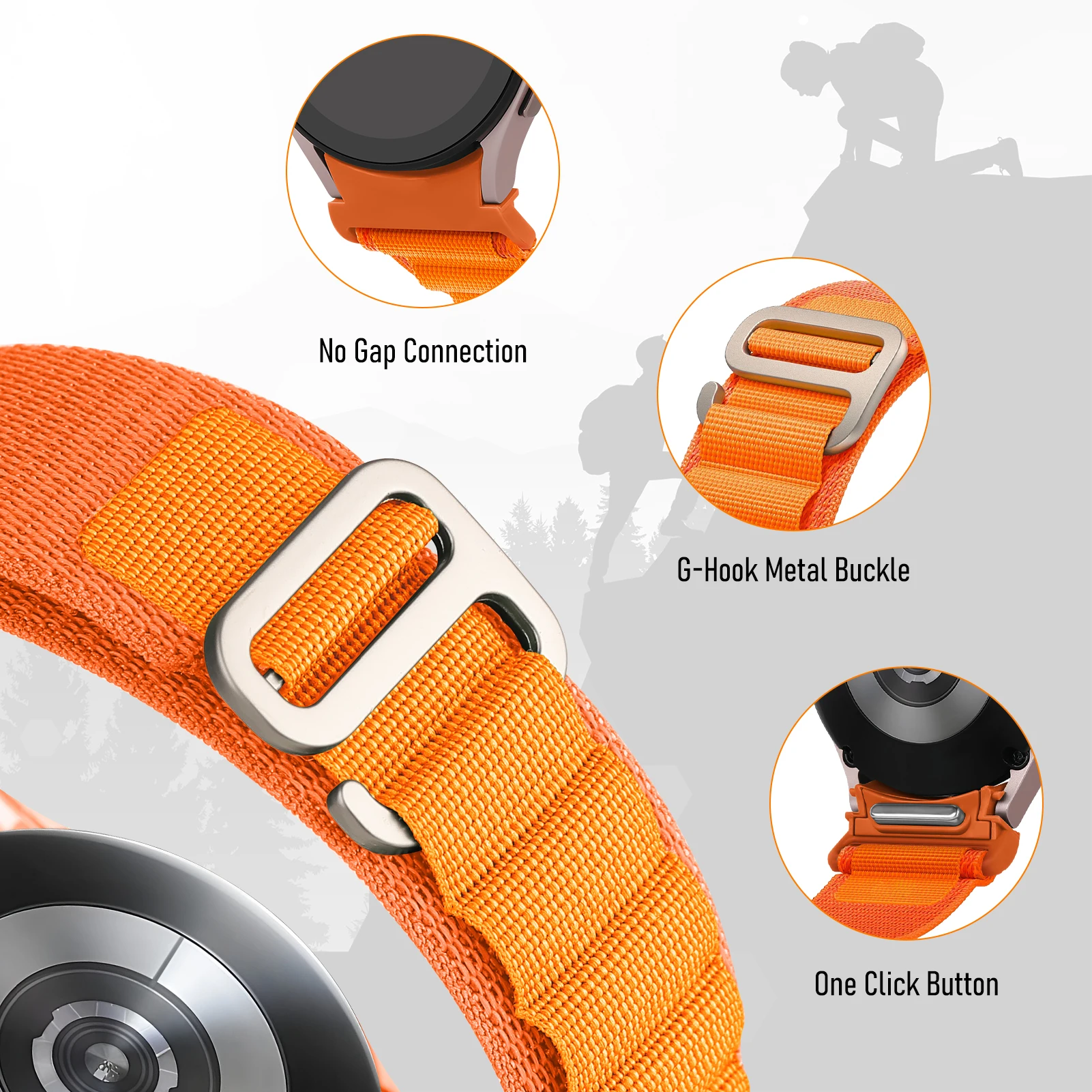 Alpine loop Strap for Samsung Galaxy watch 6 4 classic/5 Pro 45mm 47mm 43mm Nylon correa bracelet Galaxy watch 6 band 44mm 40mm