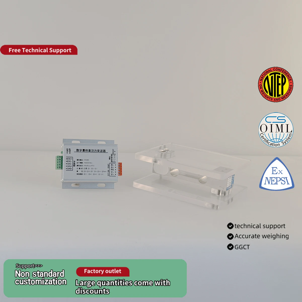 High Precision Load Cell Sensor with RS485 Modbus-RTU Signal Converter Module & Acrylic Mounting Bracket Kit 3kg-100kg
