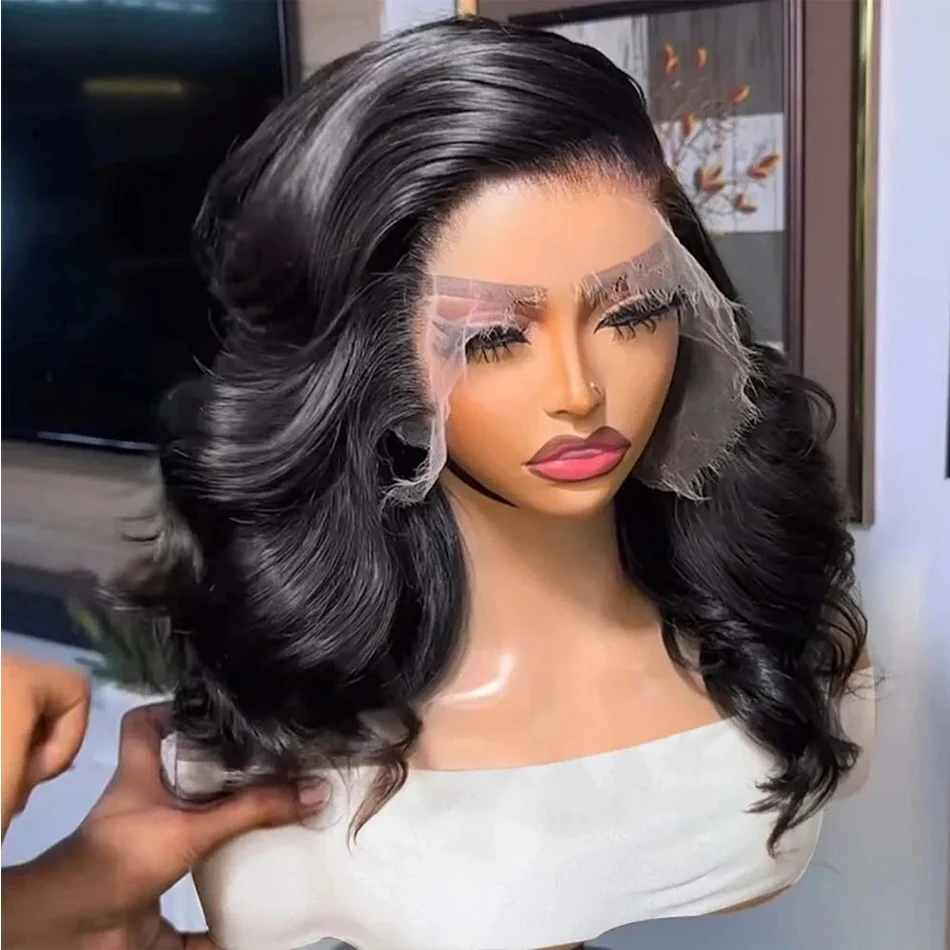 قبل قطعها البرازيلي الجسم موجة قصيرة بوب شعر مستعار 13x 4/13x6 HD الدانتيل الشفاف الباروكة الأمامية ارتداء والذهاب 5x5 إغلاق خصلات الشعر المستعار الإنسان #1