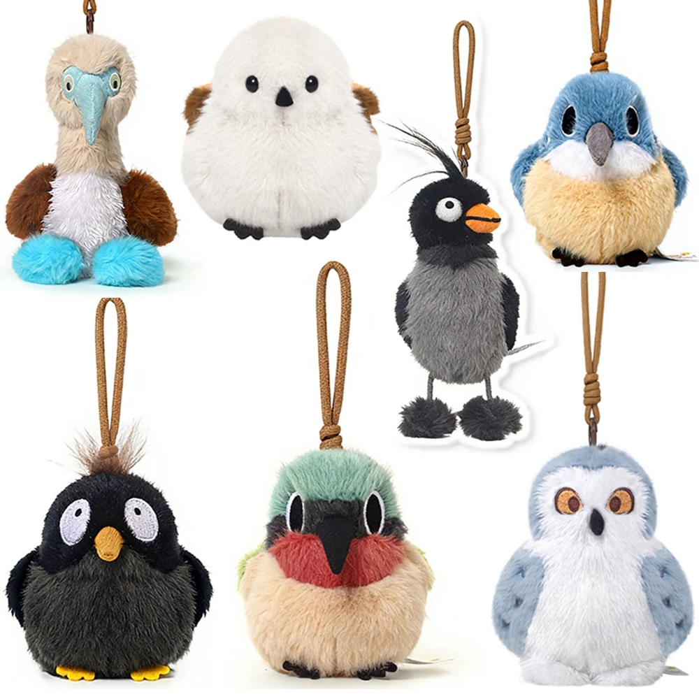 

Snowy Owl Stuffed Plush Toys Fluffy Bird Backpack Key Pendant Kingfisher Sparrow Myna Razorbill for Kids Birthday Xmas Gifts