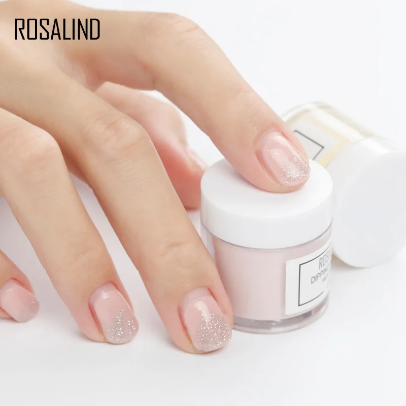 ROSALIND Powder Glitter Dip ฝุ่นเล็บ Luminous Dipping ผงตกแต่งเล็บตกแต่งไม่จำเป็นต้อง Cured Holographic ไม่มีหลอดไฟ