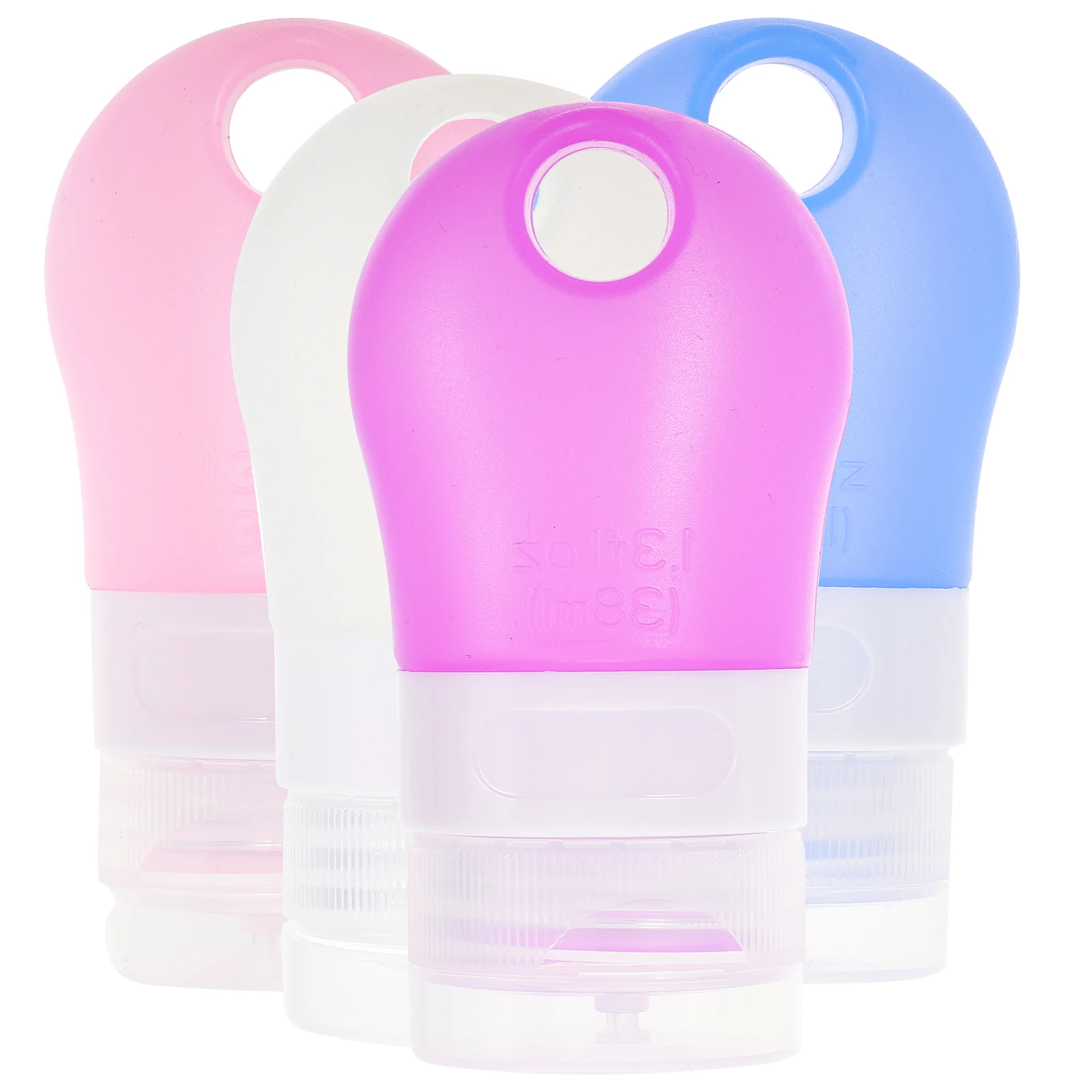

4pcs Silicone Dispense Bottles Shampoo Container Empty Plastic Mini Lotion Bottle Travel Portable Leakproof Design