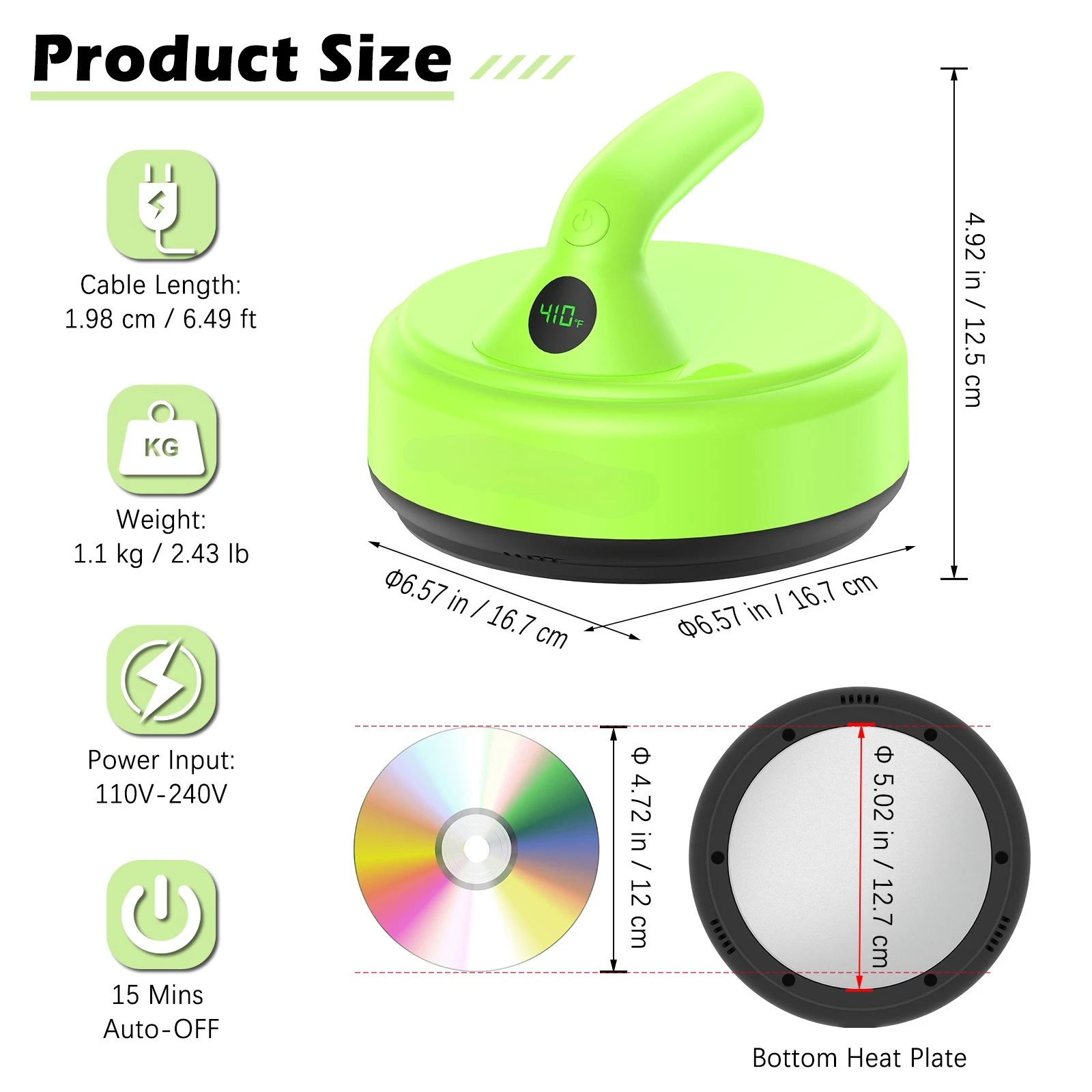 5-Inch Heat Press Machine with 4-Level Temperature Control up to 210°C, Heat Transfer Machine for T-Shirt and DIY Printing