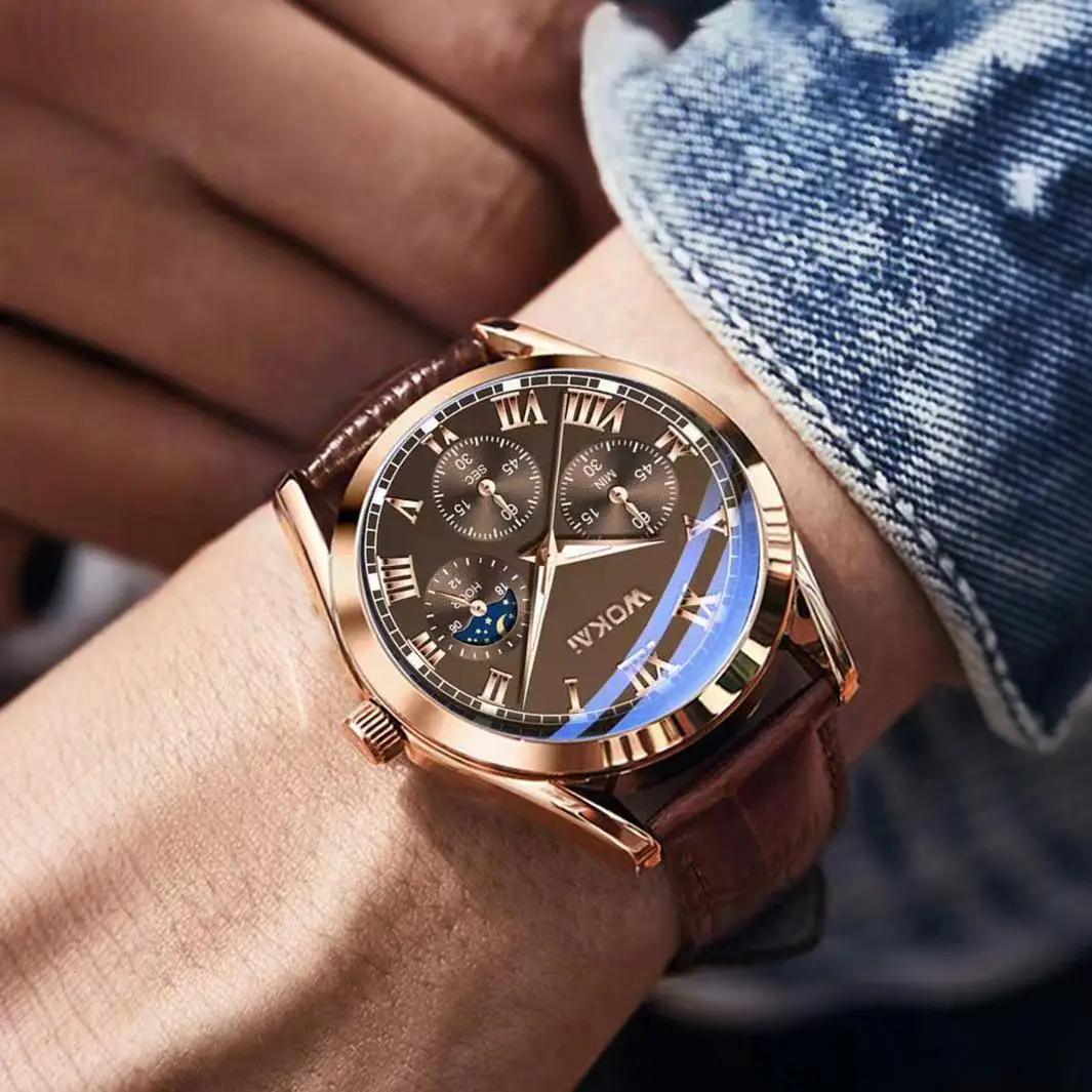ساعة كوارتز بحزام عمل رجالية فاخرة للرجال