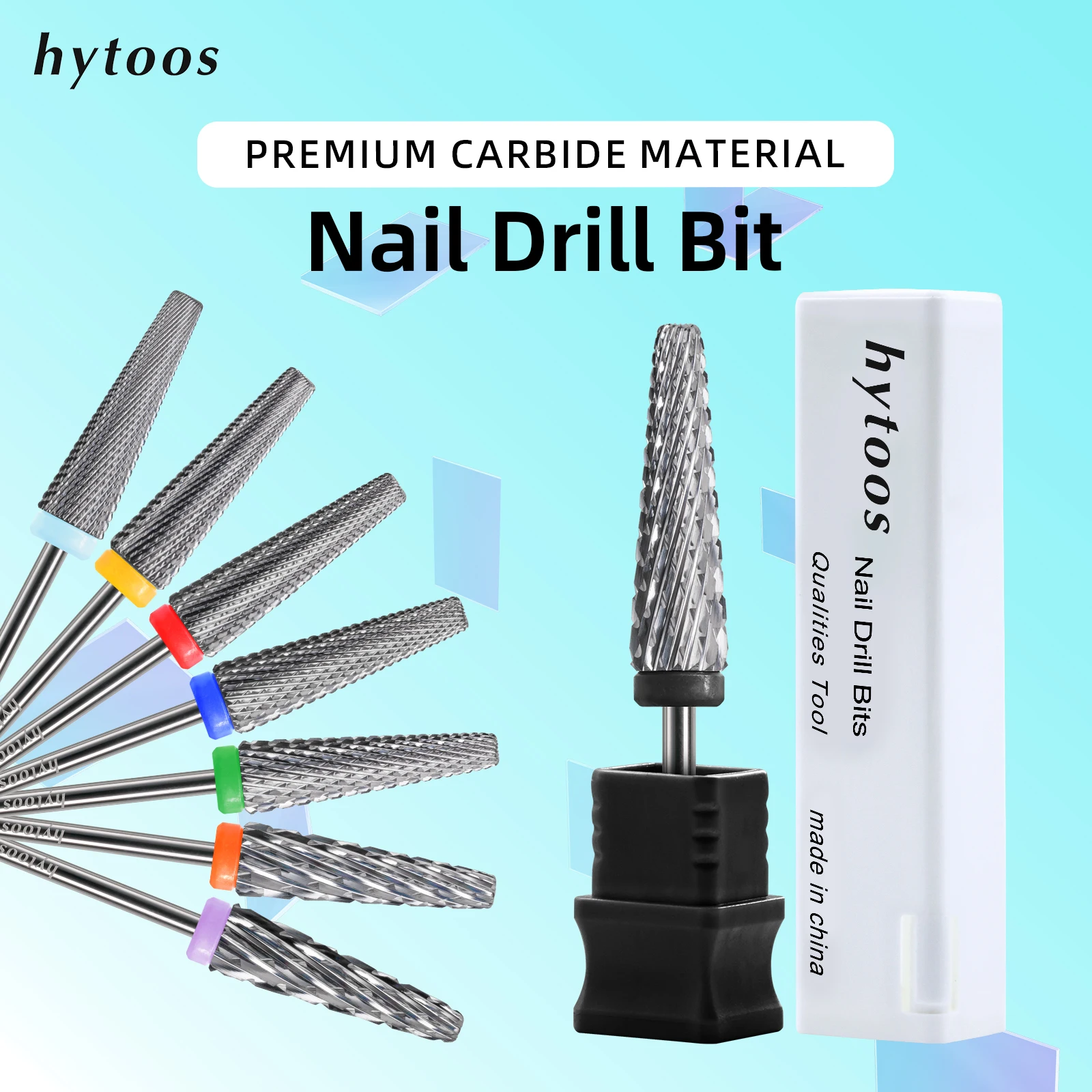 HYTOOS 24mm Super Long 5 in 1 Carbide Nail Drill Bit 3/32'' Two-Way Cross Cut Acrylic Gel Removal Manicure Tool