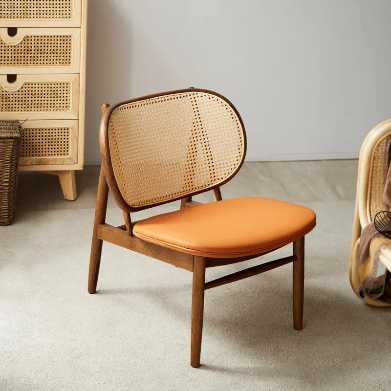 Massivholz Sofa Stuhl Haushalt Wohnzimmer Rattan Einzelliege Freizeit Rückenlehne Stoff Rattan Stuhl